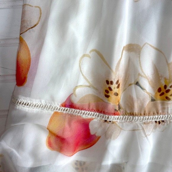 Farm Rio Anthropologie Eloisa Floral Midi Dress Sheer Chiffon Small - Picture 7 of 10